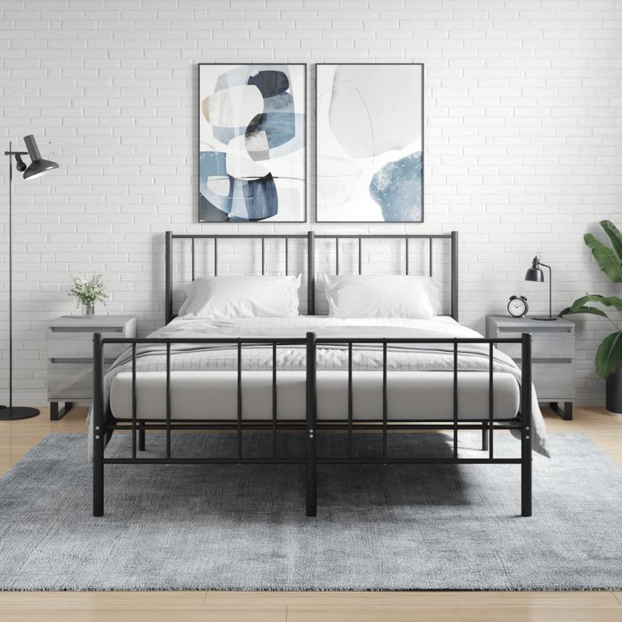 Vidaxl mesita de noche 2 uds madera ingeniería gris sonoma 40x35x50 cm