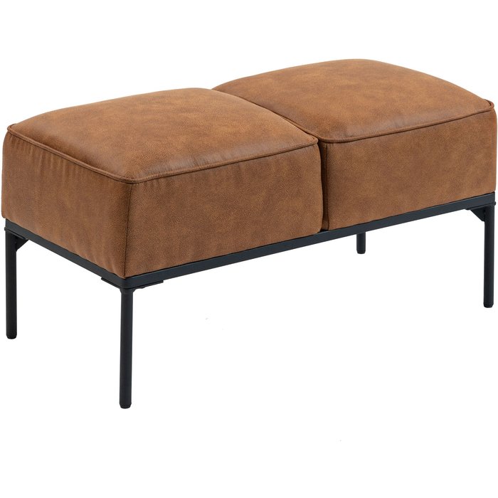 Banco de cama homcom cuero sintético, acero marrón 80x40x46 cm 83d-138v00bn