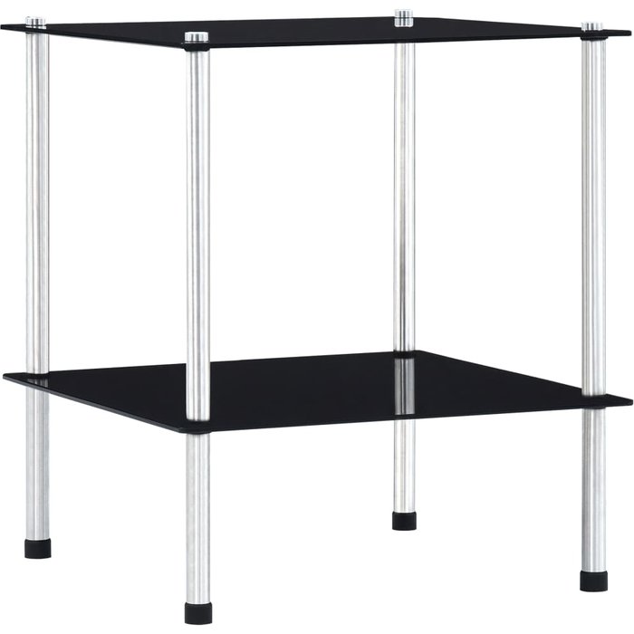 Maison exclusive - estantería de 2 niveles vidrio templado negro 40x40x47cm