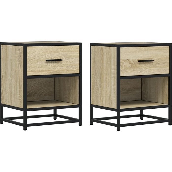 Mesitas noche 2 uds madera ingeniería roble sonoma 40x31x50 cm - comfortxl