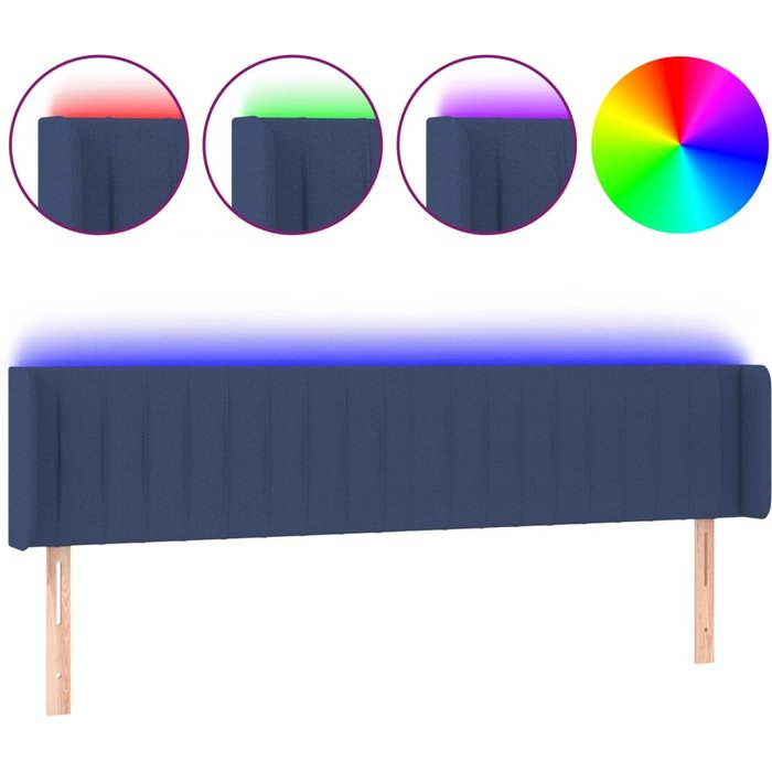 Cabecero con led de tela azul 183x16x78/88 cm - comfortxl