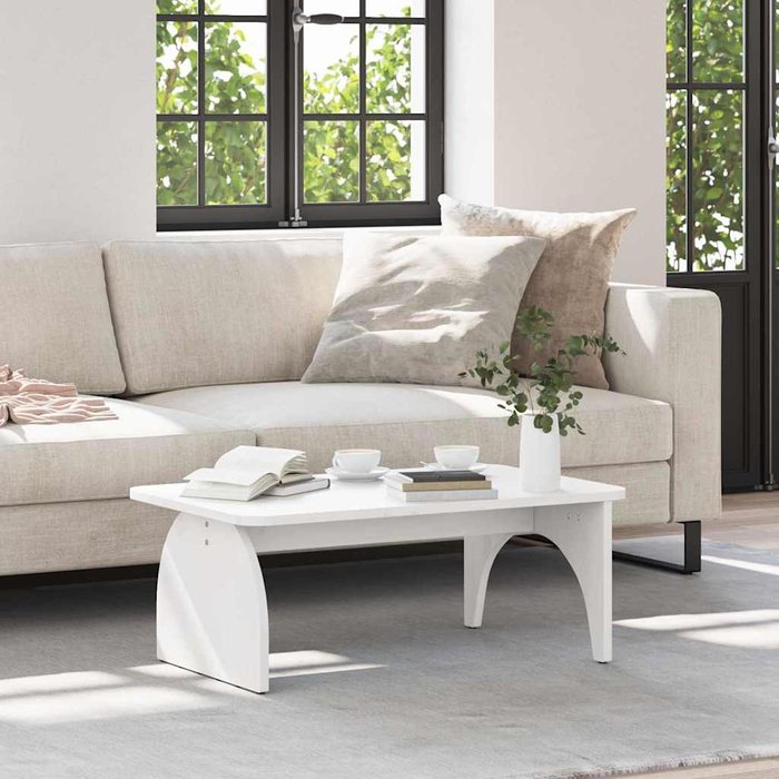 Mesa de centro blanca, 80 x 50 x 31 cm, madera maciza de pino.