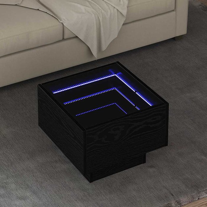 Mesa de café roble negro 40 x 40 x 30 cm madera contrachapada