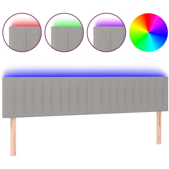 Cabecero cama - mueble cabecero con led de tela gris claro 160x5x78/88 cm