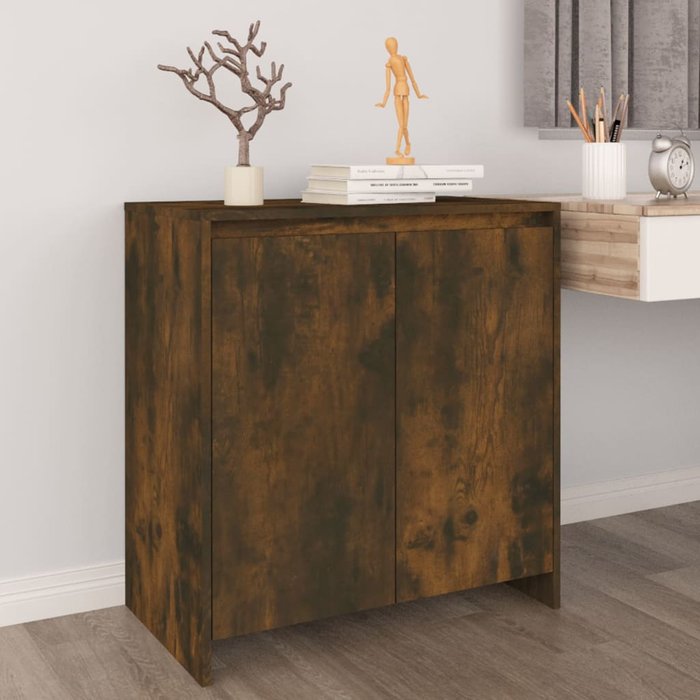 Aparador de roble ahumado de 70x41x75 cm, madera de ingeniería.