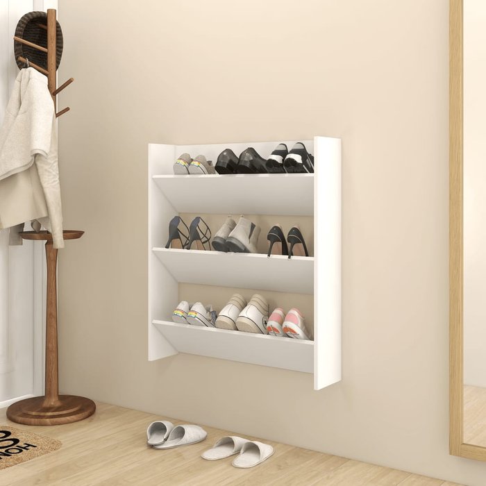 Maison exclusive - zapatero de pared madera contrachapada blanco 80x18x90 cm