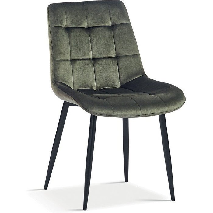 Silla diseño kali – terciopelo verde y patas de metal