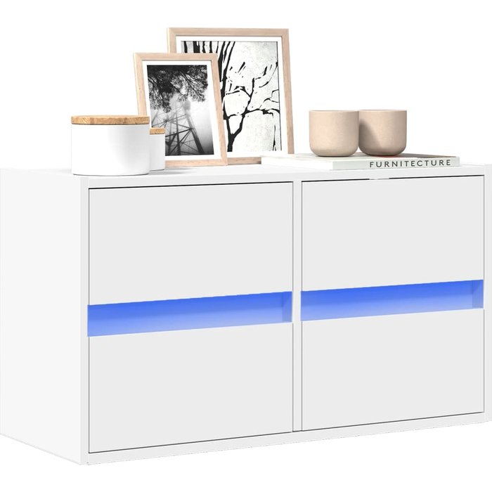 Mueble de tv de pared con luces led blancas, 80x31x45 cm