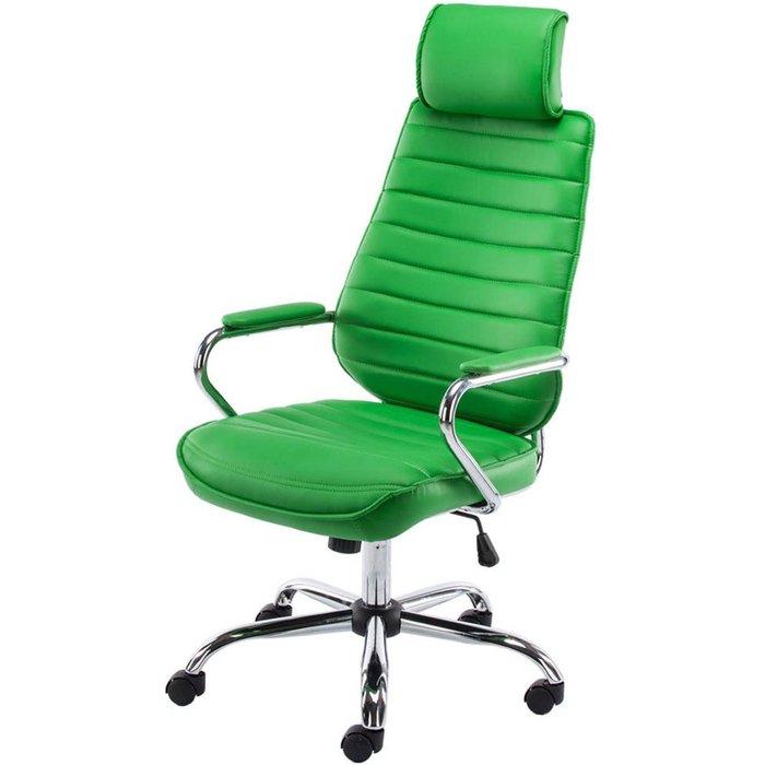Silla de oficina sintética verde con ruedas y altura regulable bur10007