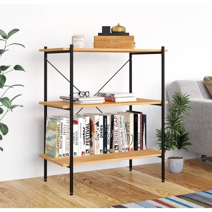 Maison exclusive - estantería de 3 niveles en negro y roble 80x40x92 cm