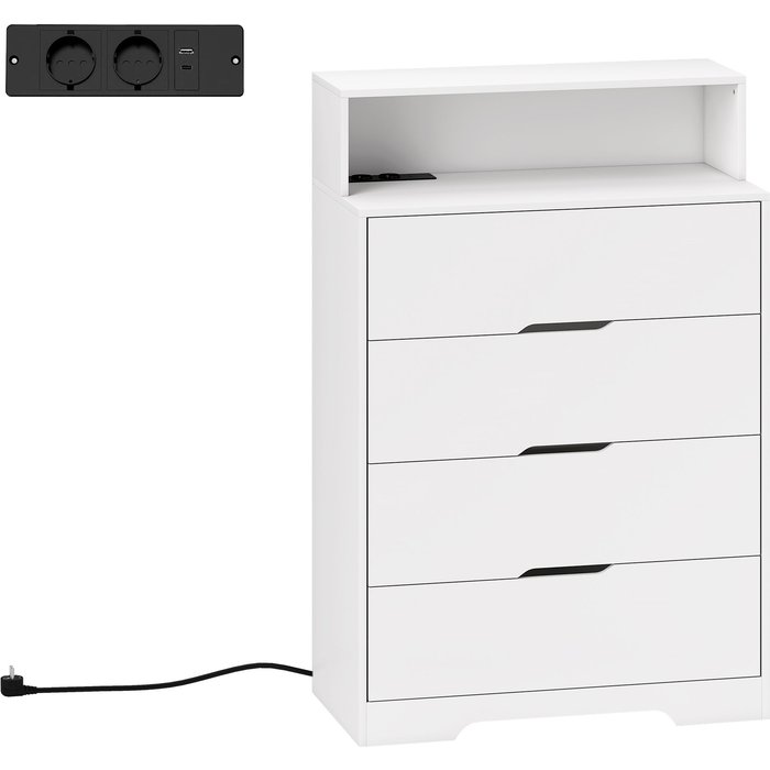 Cómoda homcom melamina de madera blanco 80x40x120 cm 83d-122v00wt