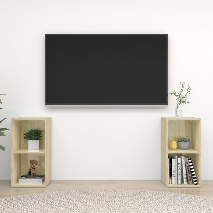 Mueble de tv de 2 piezas, roble sonoma, 72x35x36,5 cm, madera de ingeniería