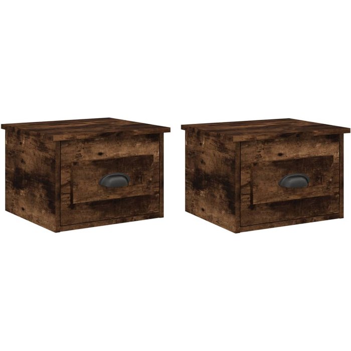Mesitas de noche de pared 2 piezas roble ahumado 41,5x36x28 cm