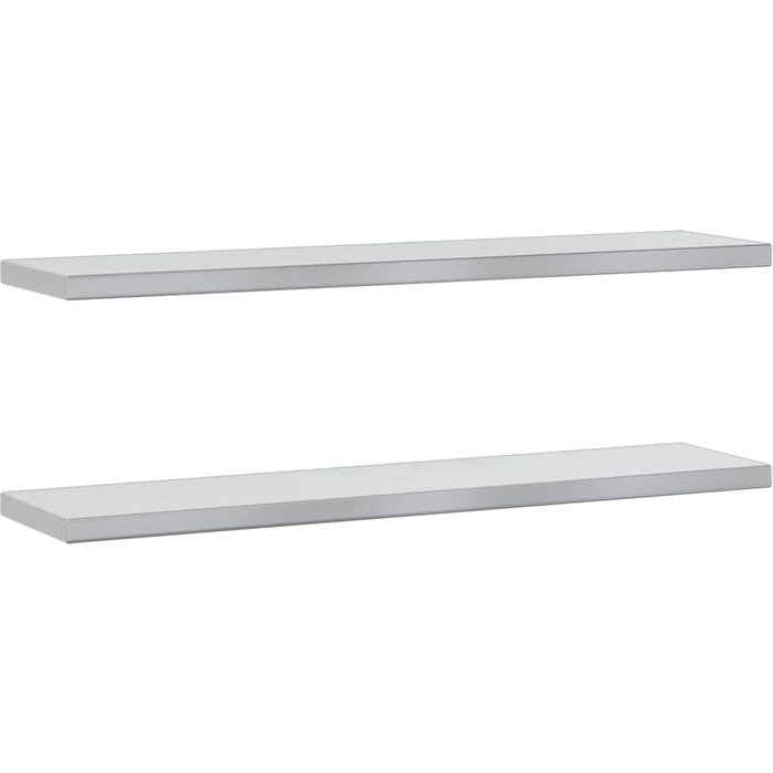 Estantes de pared 2 uds acero inoxidable plateado 100x23,5x3 cm - comfortxl