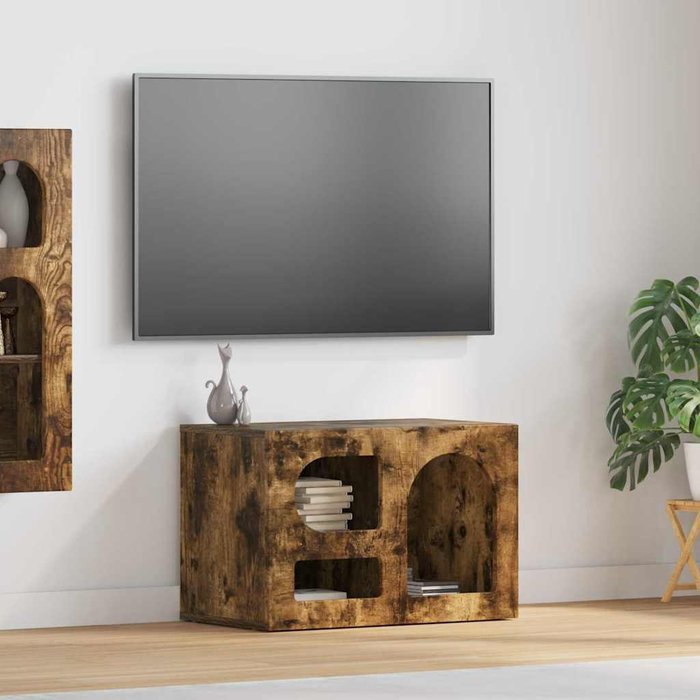 Mueble de tv de roble ahumado, 60 x 35 x 40 cm, madera de ingeniería