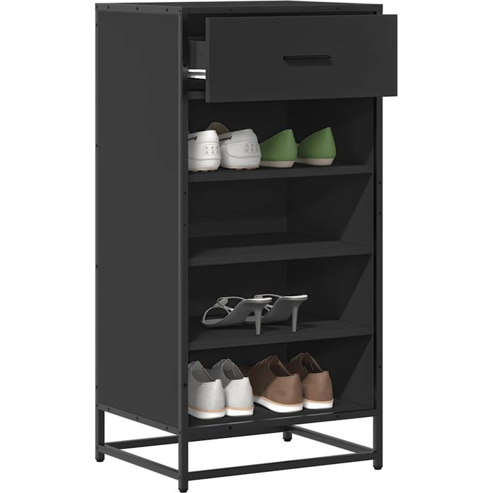 Zapatero negro, 48x38x97,5 cm, madera de ingeniería.