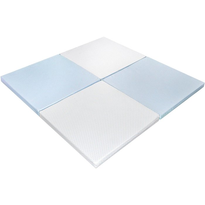 Colchóneta de juego bebé azul 120x120x5 cm. desenfundable y plegable. 3 en 1