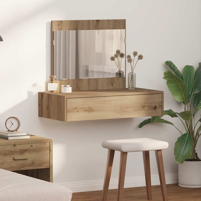 Tocador marrón de 83 x 40 x 70 cm, fabricado en madera de ingeniería.