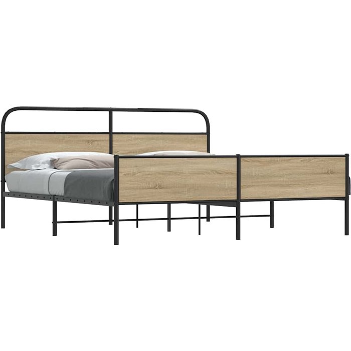 Estructura de cama sin colchón metal roble ahumado 150x200 cm vidaxl