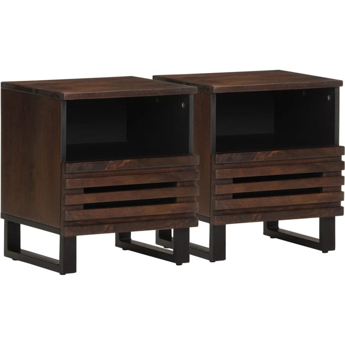 Mesitas de noche 2 unidades madera maciza de mango 40x34x46 cm