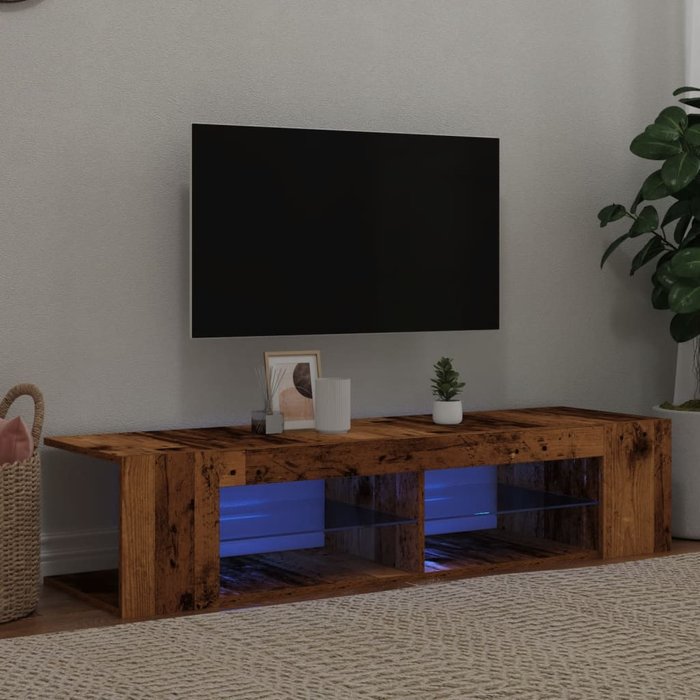 Maison exclusive - mueble tv luces led madera ingeniería envejecida 135x39x30 cm