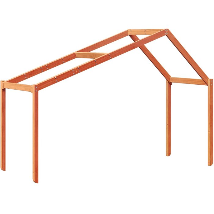 Dosel de cama infantil en madera maciza de pino, marrón, 203x95,5x142cm