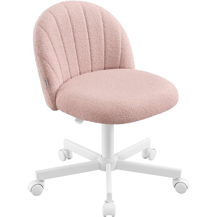 Silla de oficina, silla de tocador, sillón de tela, altura regulable, rosa