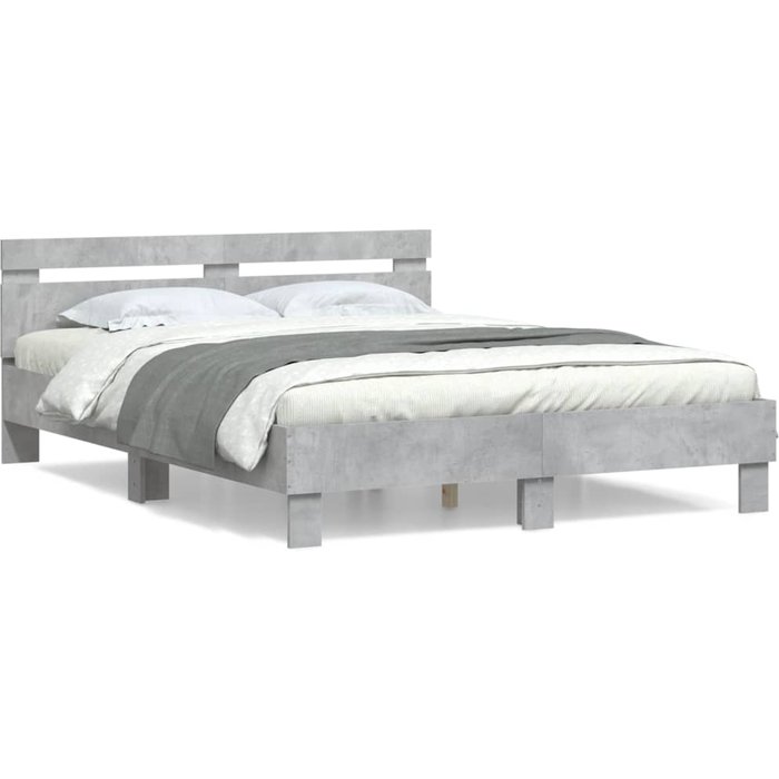 Vidaxl cama con cabecero madera de ingeniería gris hormigón 140x190 cm