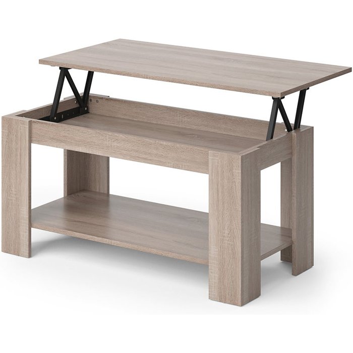 Vicco mesa de centro lorenz, sonoma, 100 x 50 cm con función elevadora