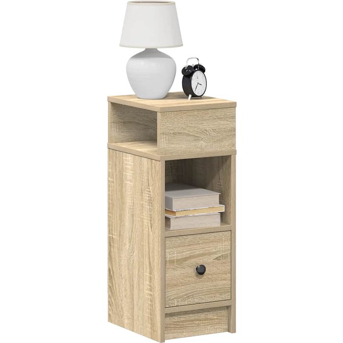 Mesitas de noche de 2 piezas con cajón, roble sonoma, 25x31x66 cm