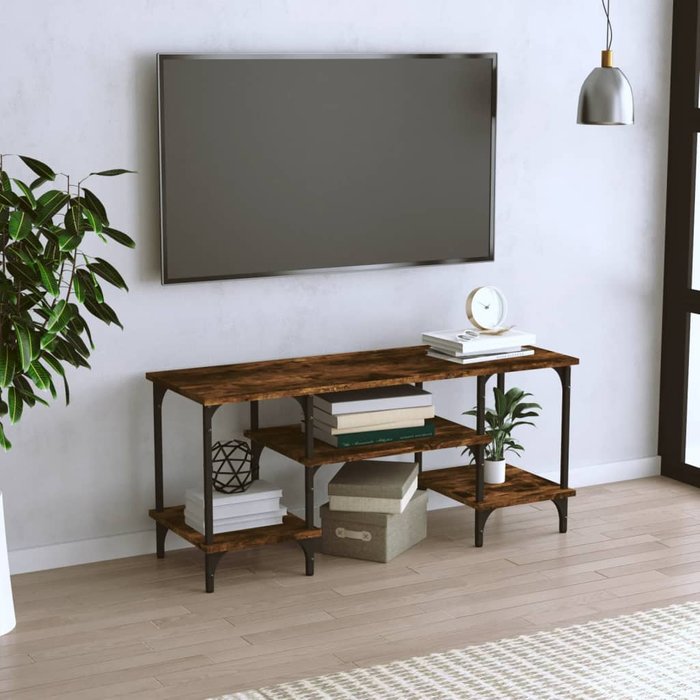 Mueble de tv de roble ahumado, 102x35x45,5 cm, madera de ingeniería