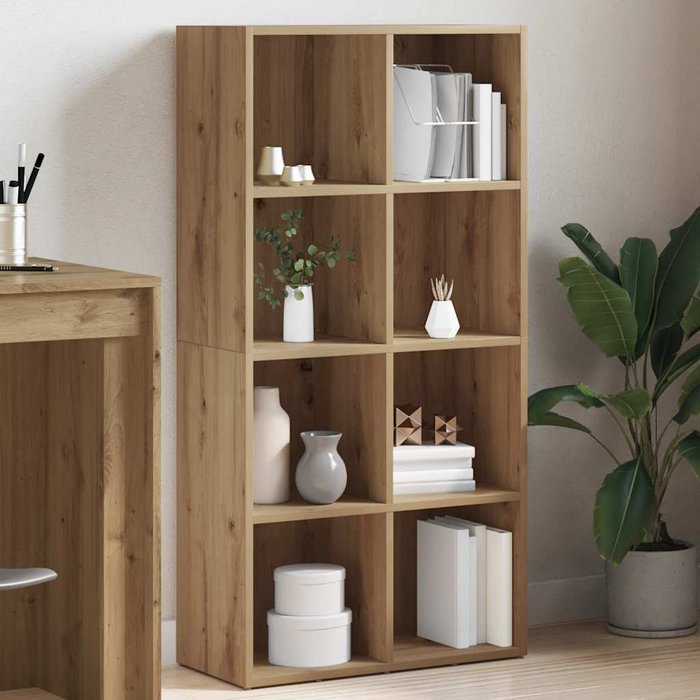 Librería artesanal de roble, 66x30x130 cm, madera de ingeniería. - pangivo