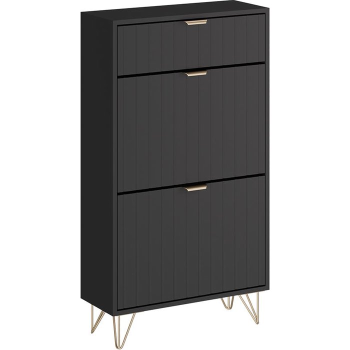 Vicco armario para zapatos helge, negro, 60 x 107.5 cm 2 compartimentos