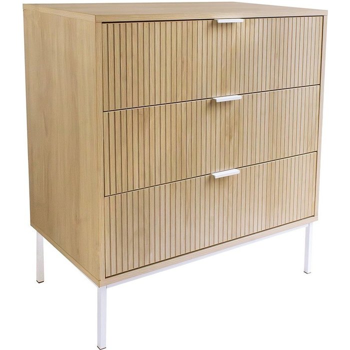 Cómoda 3 cajones madera natural 72×40×80 cm