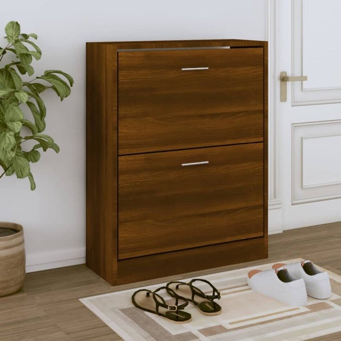 Vidaxl mueble zapatero madera contrachapada marrón roble 63x24x81 cm