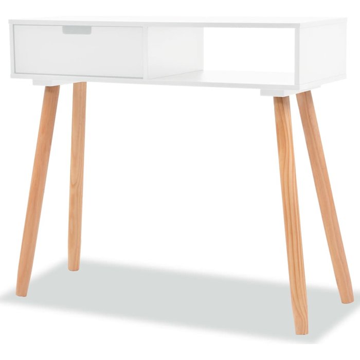 Mesa consola de madera maciza de pino blanca 80x30x72 cm