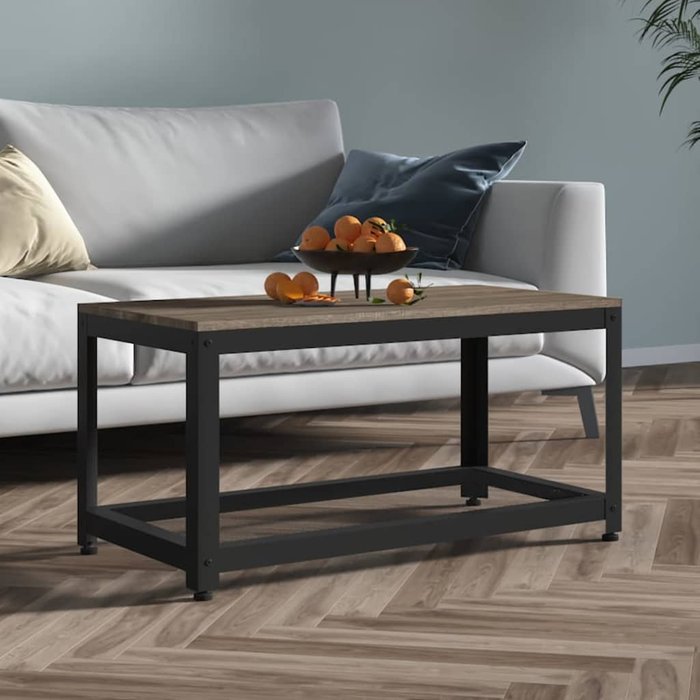 Mesa de centro gris y negro 90x45x45 cm mdf y hierro