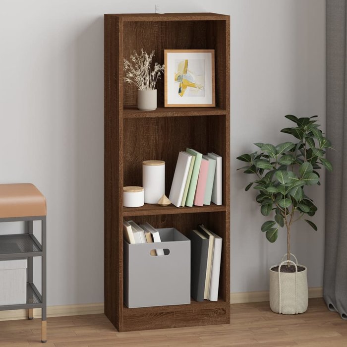 Librería 3 niveles roble marrón 40x24x109cm madera contrachapada
