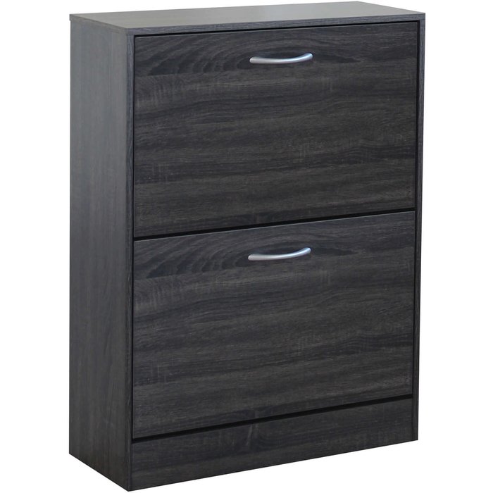 Mueble zapatero de madera para interior cristel 2 puertas - color gris oscuro