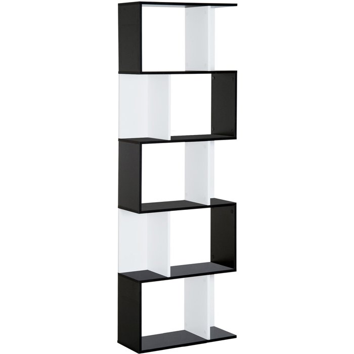 Estantería librería homcom melamina de madera negro y blanco 60x24x184.5 cm
