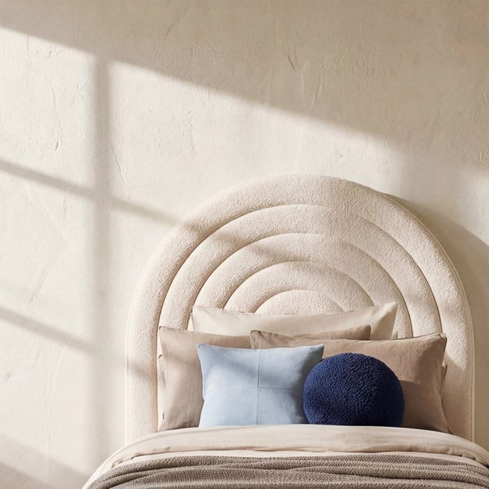 Cabecero individual de tela beige 107x125 cm