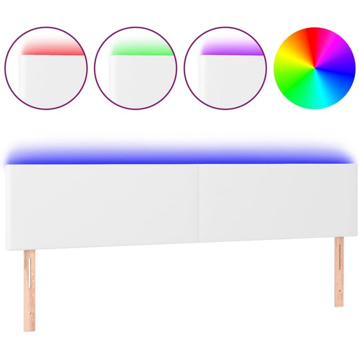 Cabecero cama - mueble cabecero con led cuero sintético blanco 160x5x78/88 cm