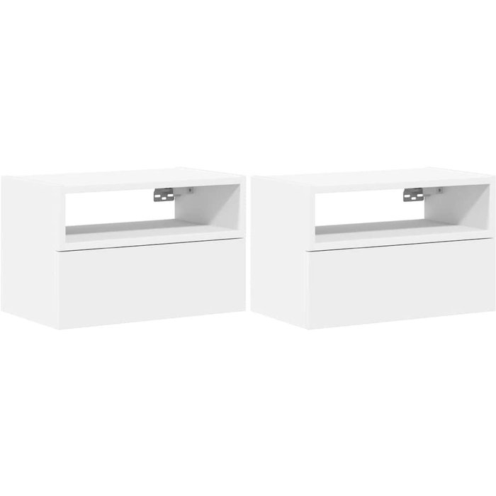 Mesitas de noche de pared 2 unidades blanca 45x26x28,5 cm - comfortxl