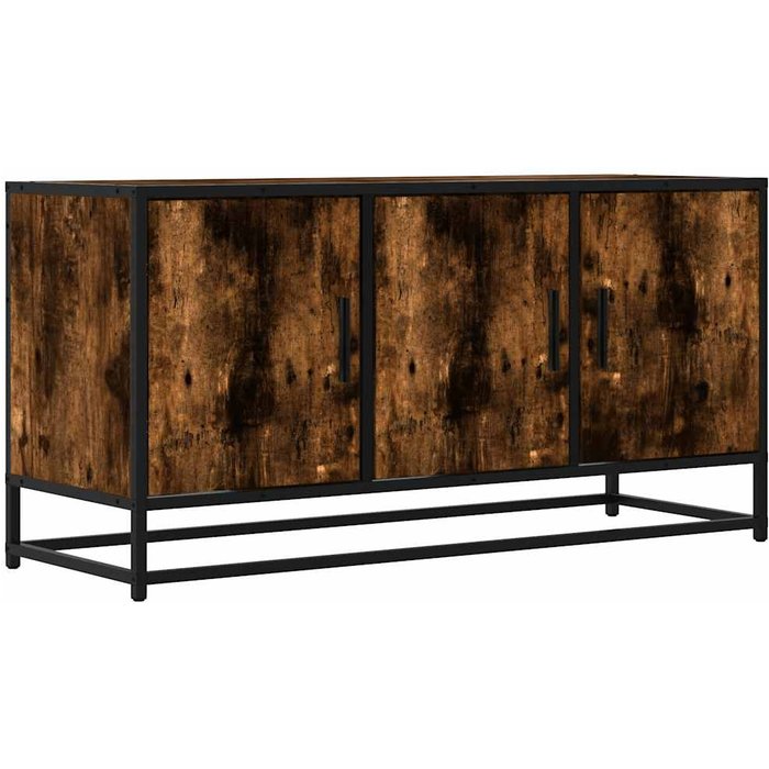 Mueble tv metal y madera ingeniería roble humo 100x35x50 cm - comfortxl