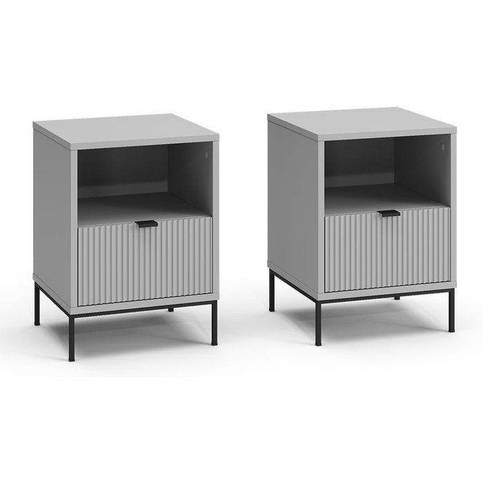 Vicco mesilla de noche eliza, gris, lote de 2