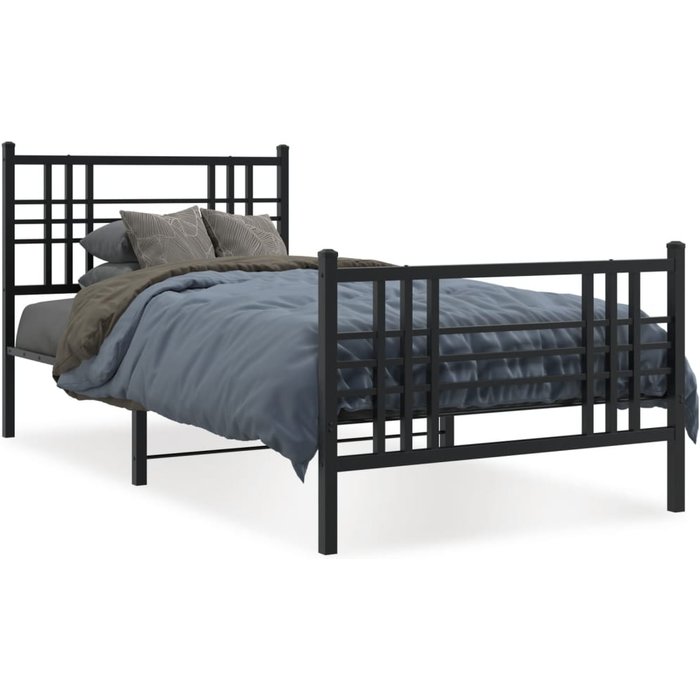 Estructura cama sin colchón con estribo metal negro 90x190 cm — comfortxl