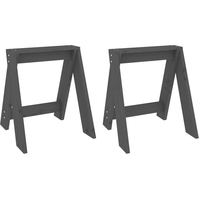 Taburetes 2 unidades madera maciza de pino gris 40x40x45 cm
