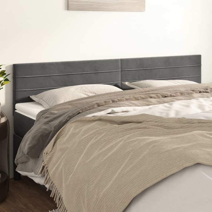Cabeceros 2 unidades de terciopelo gris oscuro 100x5x78/88 cm - comfortxl
