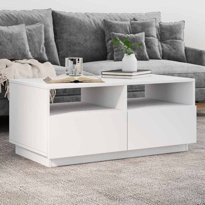 Vidaxl mesa de centro con luces led blanco 90x49x40 cm