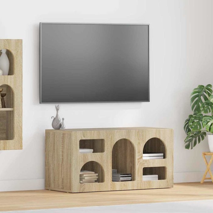 Mueble de tv de roble sonoma de 80 x 35 x 40 cm de madera de ingeniería